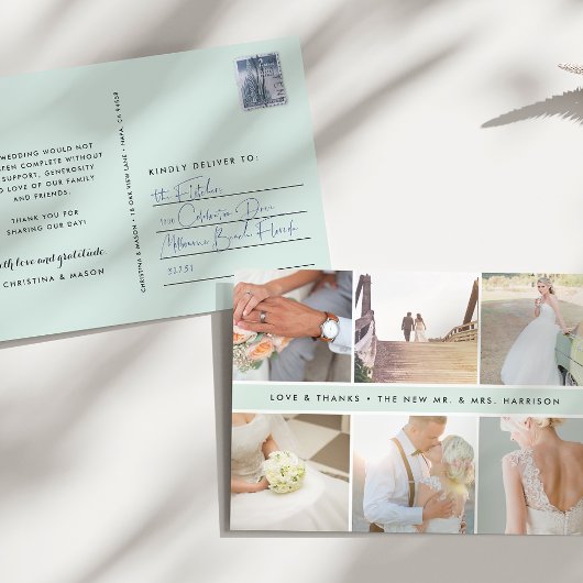 Modern Gratitude | Weddenfoto collage Hartelijk da Briefkaart