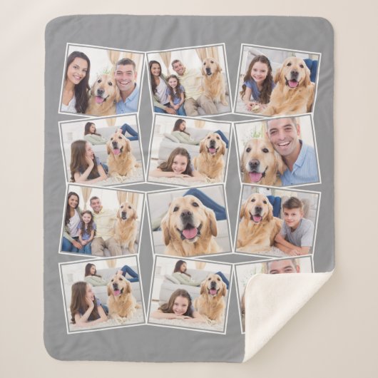 Modern Gray 12 Foto Collage Sherpa Deken (Voorkant)