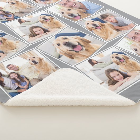 Modern Gray 12 Foto Collage Sherpa Deken (3/4)