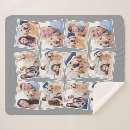 Modern Gray 12 Foto Collage Sherpa Deken (Voorkant (horizontaal))
