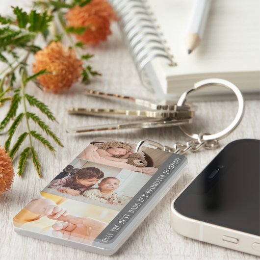 Modern Gray 3 Fotocollage voor opa Sleutelhanger (Voorkant Rechts)