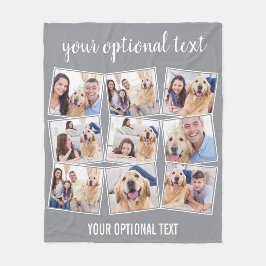 Modern Gray 9 Foto Collage Fleece Deken (Voorkant)