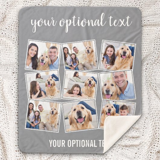 Modern Gray 9 Foto Collage Sherpa Deken