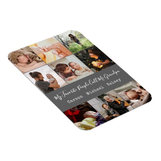 Modern Gray 9 Photo Collage voor opa Magneet (Rechterzijde)