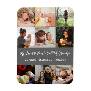 Modern Gray 9 Photo Collage voor opa Magneet