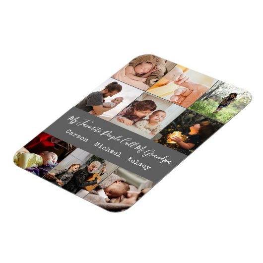 Modern Gray 9 Photo Collage voor opa Magneet (Linkerzijde)