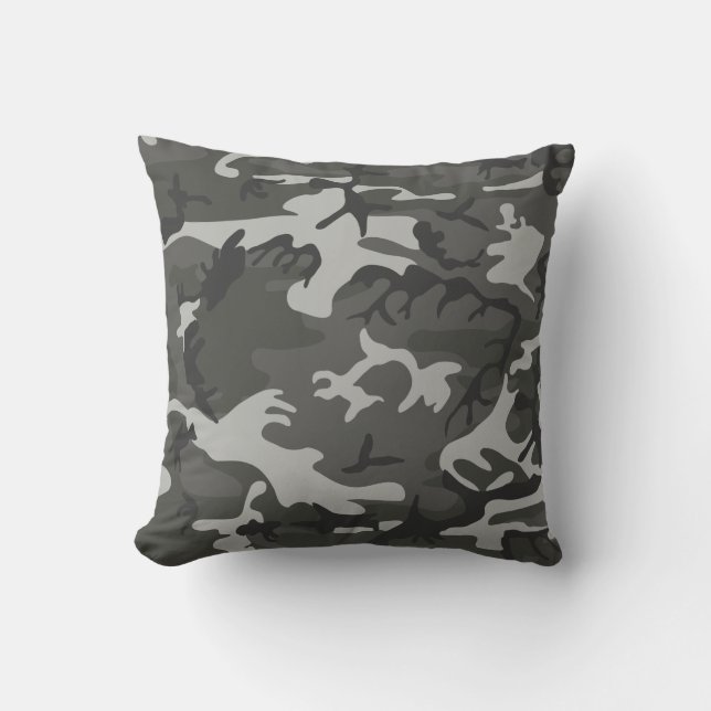Modern Gray Abstract Camouflage Kussen (Voorkant)