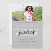 Modern Gray Afstuderen Fotouitnodiging Kaart (Voorkant)