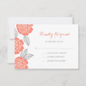 Modern Gray and Coral Roos Wedding RSVP (Voorkant)