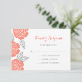 Modern Gray and Coral Roos Wedding RSVP (Staand voorkant)