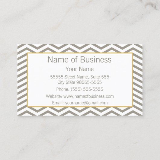 Modern Gray and White Chevron Interior Designer Visitekaartje (Achterkant)