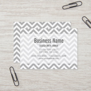 Modern Gray and White Chevron Pattern Visitekaartje