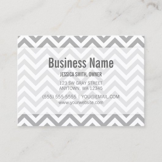 Modern Gray and White Chevron Pattern Visitekaartje (Voorkant)