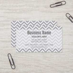 Modern Gray and White Chevron Pattern Visitekaartje