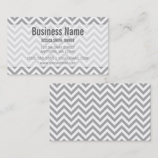 Modern Gray and White Chevron Pattern Visitekaartje (Voorkant / Achterkant)