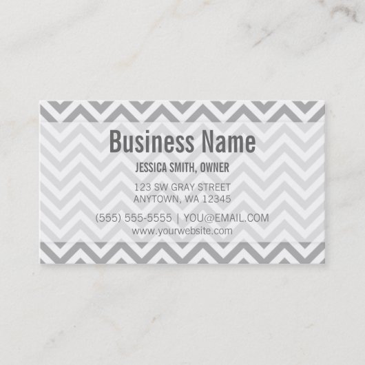 Modern Gray and White Chevron Pattern Visitekaartje (Voorkant)
