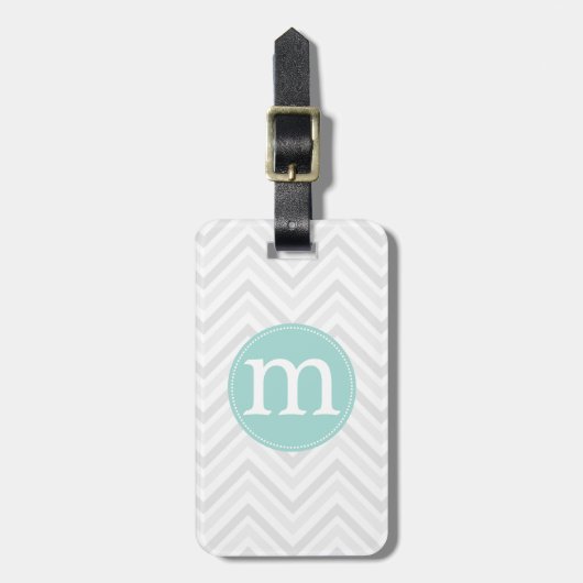 Modern Gray and White Chevron Personalized Bagagelabel (Voorkant verticaal)