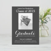 Modern Gray and White Photo Afstuderen Kaart (Staand voorkant)