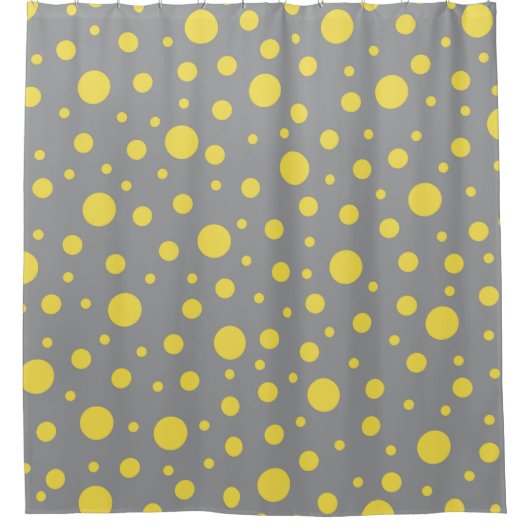 Modern Gray and Yellow Polka Dots Douchegordijn (Voorkant)