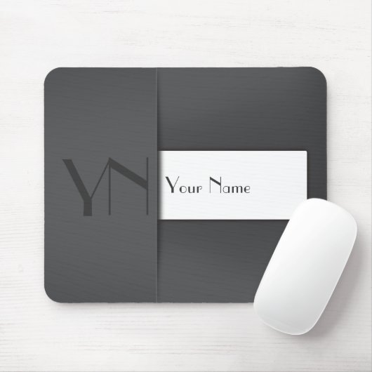 Modern Gray Anthracite Monogram Name - Mousepad Muismat (Met muis)