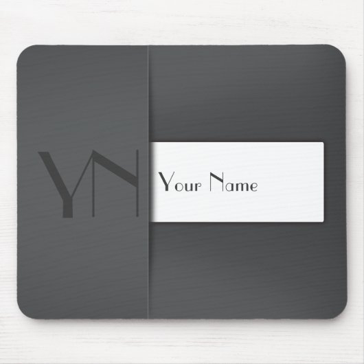 Modern Gray Anthracite Monogram Name - Mousepad Muismat (Voorkant)