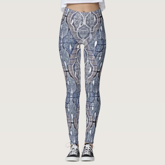 Modern Gray Atomic Ogee Contemmodern Leggings (Voorkant)