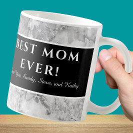 Modern Gray "Best mama ever" Moeder Appreciatie Koffiemok