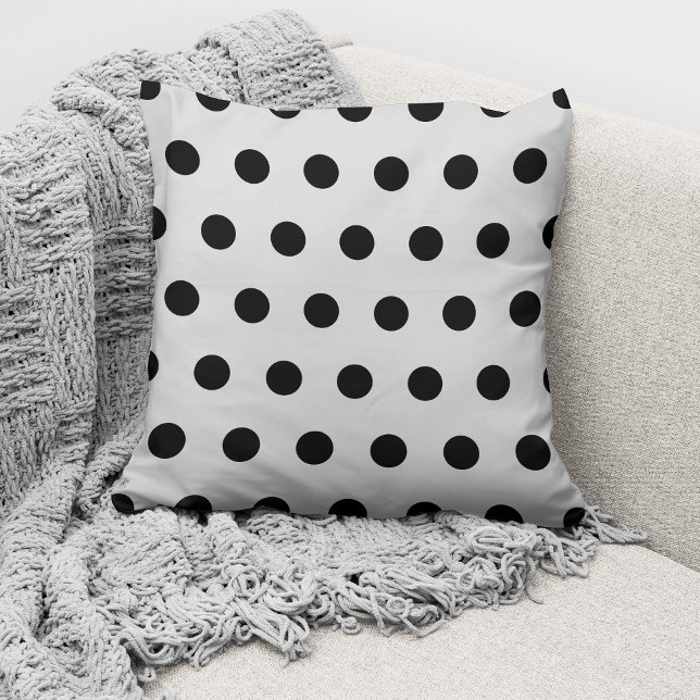 Modern Gray Black Polka Dots Pattern Kussen (Creator heeft geüpload)