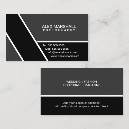 Modern Gray Black Visitekaartje (Voorkant / Achterkant)