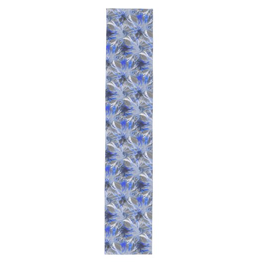 Modern Gray & Blue Artistic Floral Pattern Medium Tafelloper (Voorkant)