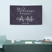 Modern Gray & Blue Couple Monogram 36x24 bruiloft Spandoek (Beurs)