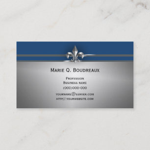 Modern Gray Blue Fleur de Lis Visitekaartje
