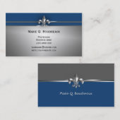 Modern Gray Blue Fleur de Lis Visitekaartje (Voorkant / Achterkant)