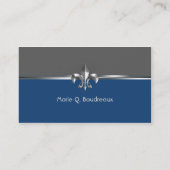 Modern Gray Blue Fleur de Lis Visitekaartje (Achterkant)