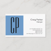 Modern Gray Blue White Monogram Professional Visitekaartje (Voorkant)
