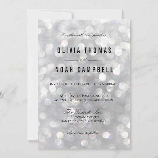 Modern Gray Blur Lights Elegant Wedding Invitation Kaart (Voorkant)