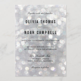Modern Gray Blur Lights Elegant Wedding Invitation Kaart