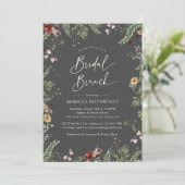 Modern Gray Boho Wildbloemen Bridal Brunch Kaart (Staand voorkant)
