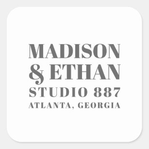 Modern Gray Bold Typography Wedding Favor Vierkante Sticker