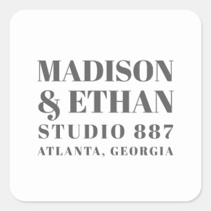 Modern Gray Bold Typography Wedding Favor Vierkante Sticker