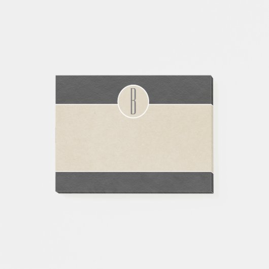 Modern Gray & Brown Kraft Rustic Monogram Initiaal Post-it® Notes (Voorkant)