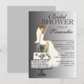 Modern Gray Brunette Bride Vrijgezellenfeest Kaart (Voorkant / Achterkant)