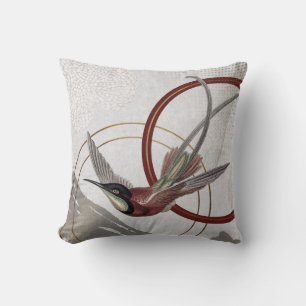 Modern Gray & Burgundy Hummingbird Kussen
