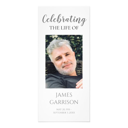 Modern Gray Celebration of Life Memorial Programme Reclamekaart (Voorkant)