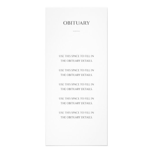 Modern Gray Celebration of Life Memorial Programme Reclamekaart (Achterkant)