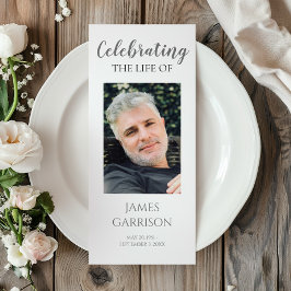 Modern Gray Celebration of Life Memorial Programme Reclamekaart