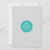 Modern Gray Chevron Mint Monogram - Vrijgezellenfe Kaart (Achterkant)