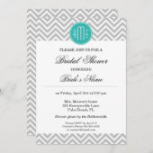 Modern Gray Chevron Mint Monogram - Vrijgezellenfe Kaart (Voorkant / Achterkant)