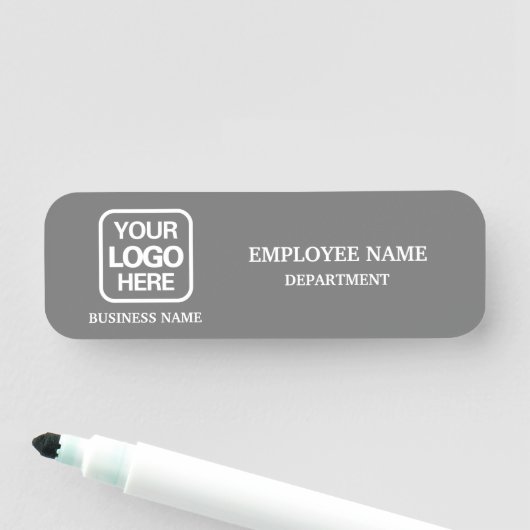 Modern Gray Custom Business Name Tag (In situ)