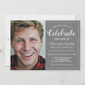 Modern Gray Custom Photo Memorial Service Kaart (Voorkant)